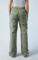 PacSun Olive Tearaway Low Rise Wide Leg Cargo Pants