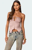 Edikted Ring Cut Out Asymmetric Strapless Top