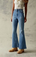 PacSun Medium Blue Stretch High Waisted Flare Jeans