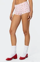 Edikted Strawberry Girl Printed Micro Shorts