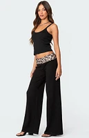 Edikted Leopard Fold Over Pants