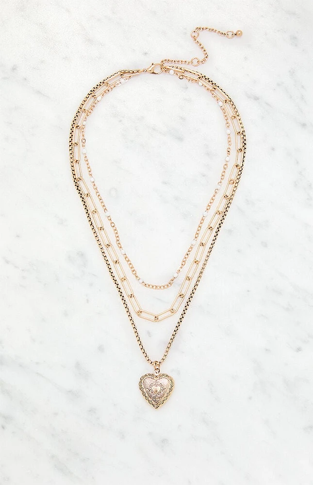 LA Hearts Olivia Heart Layered Necklace