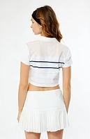 LA Hearts White Micro Pleated Mini Skirt