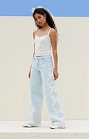 PacSun Light Indigo Bow Low Rise Baggy Jeans