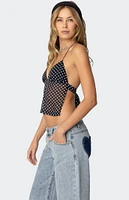 Edikted Polka Dot Backless Chiffon Top