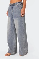 Edikted Myla Washed Low Rise Wide Leg Jeans