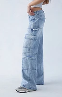 PacSun Eco Light Indigo Low Rise Baggy Cargo Jeans