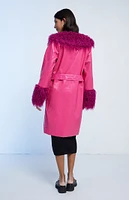 Daisy Street Faux Leather & Fur Coat