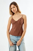 LA Hearts Lace Trim V-Neck Babydoll Tank Top