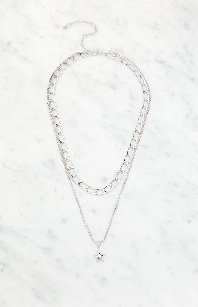 LA Hearts Puffy Star Layered Necklace