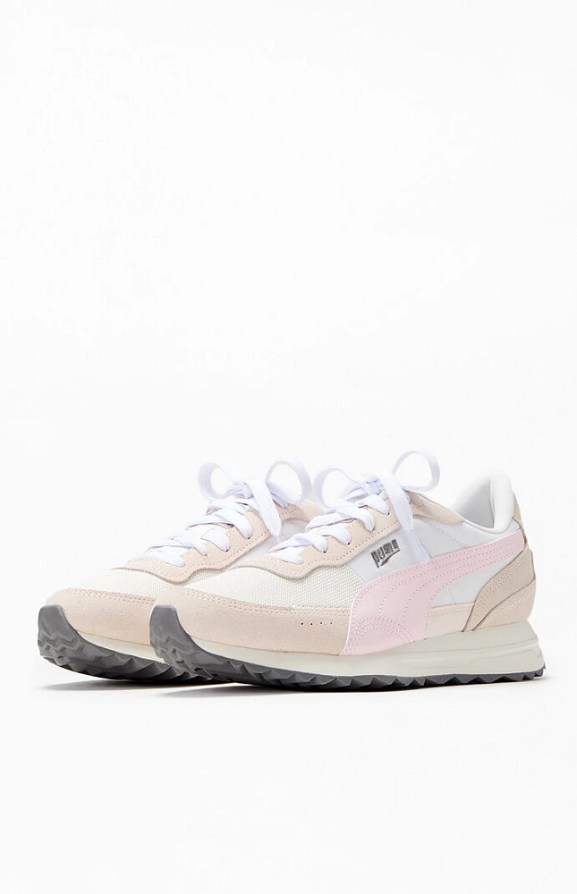 Puma Women's White & Pink Road Rider SD Sneakers