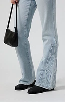 Pacsun Jade Flames Low Rise Bootcut Jeans Light Indigo