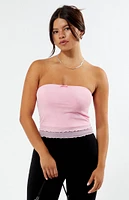 LA Hearts Bow Mesh Tube Top