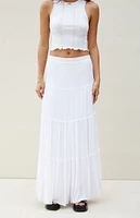 Beverly and Beck White Tiered Maxi Skirt