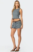 Edikted Quinlan Denim Cargo Mini Skirt