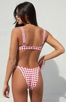 PacSun Red Gingham Elise High Cut Bikini Bottom
