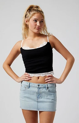 PacSun Light Indigo Low Rise Denim Micro Skirt
