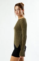 Another Girl Zip Detail Enzyme Wash Sweater