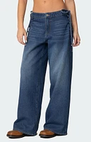 Edikted Katt Lace Up Baggy Jeans