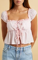 Beverly and Beck Mae Tie Front Contrast Top