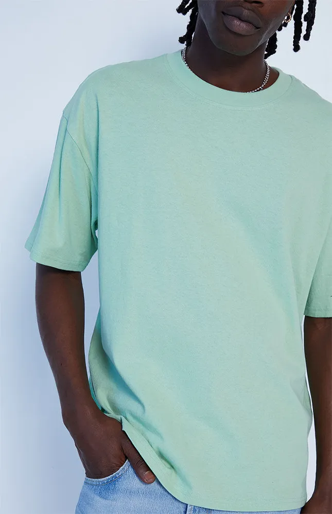 Green Solid Loch Oversized Boxy T-Shirt