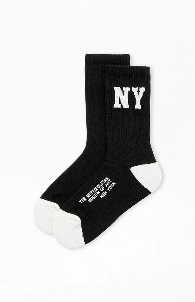 The Met x PacSun Black & White NY Crew Socks