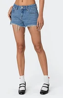 Edikted Fern Mid Rise Denim Shorts