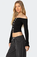 Edikted Contrast Bow Off Shoulder Top