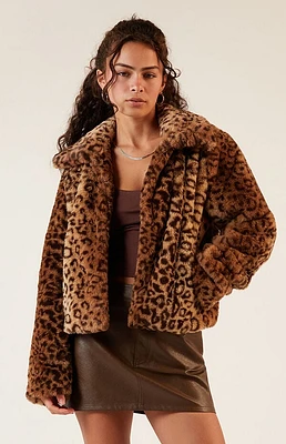 Pacsun Leopard Faux Fur Jacket