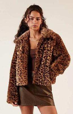 PacSun Leopard Faux Fur Jacket