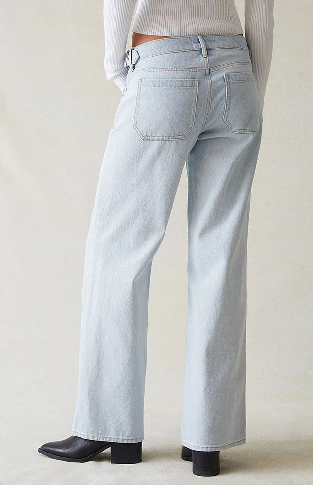 PacSun Eco Light Indigo Belted Wide Leg Jeans