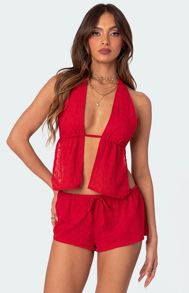 Edikted Cayenne Eyelet Split Front Top