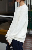 John Galt White Cable Knit Sweater