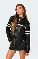 Edikted Rockstar Oversized Faux Leather Jacket