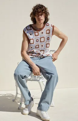 Blue Straight Leg Carpenter Pants