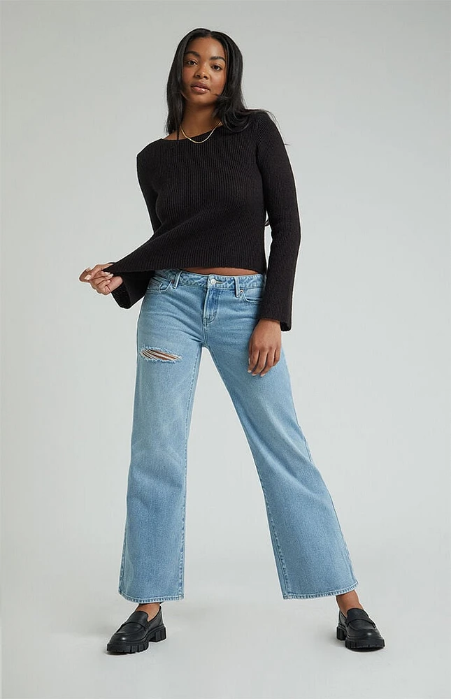 PacSun Medium Indigo Ripped Low Rise Girlfriend Jeans