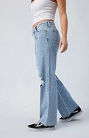 PacSun Eco Light Indigo Ripped Wren Low Rise Wide Leg Jeans