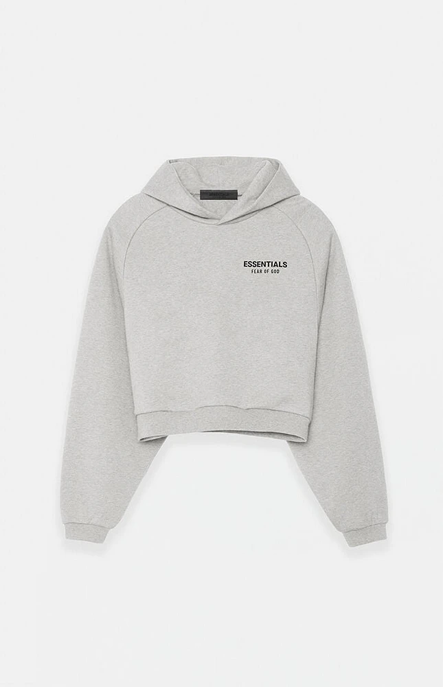 Fear of God Essentials Women's Light Heather Grey Fleece Cropped Hoodie