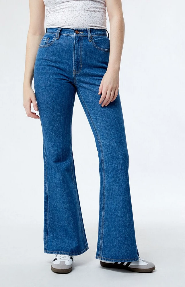 PacSun Eco Stretch Dark Indigo High Waisted Flare Jeans