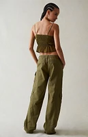 PacSun Olive Low Rise Cargo Puddle Pants