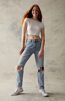 PacSun Eco Light Blue Distressed Mom Jeans