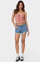 Edikted Fern Mid Rise Denim Shorts