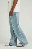 PacSun Light Indigo Tonal Stripe Extreme Baggy Jeans