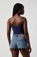 Pacsun Medium Indigo Raw Cut Micro Denim Mom Shorts