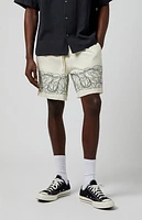 Pacsun Cream Floral Russel Volley Shorts
