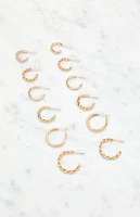 LA Hearts 6 Pack Braided Hoop Earrings