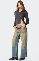 Edikted Ribbed Asymmetric Zip Up Cardigan