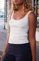 John Galt Silver Beyonca Lace Cropped Tank Top