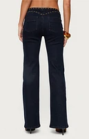 Edikted Carys Stud Low Rise Flared Jeans