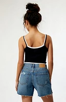 Pacsun Eco Dark Indigo Ripped High Waisted Relaxed Jorts